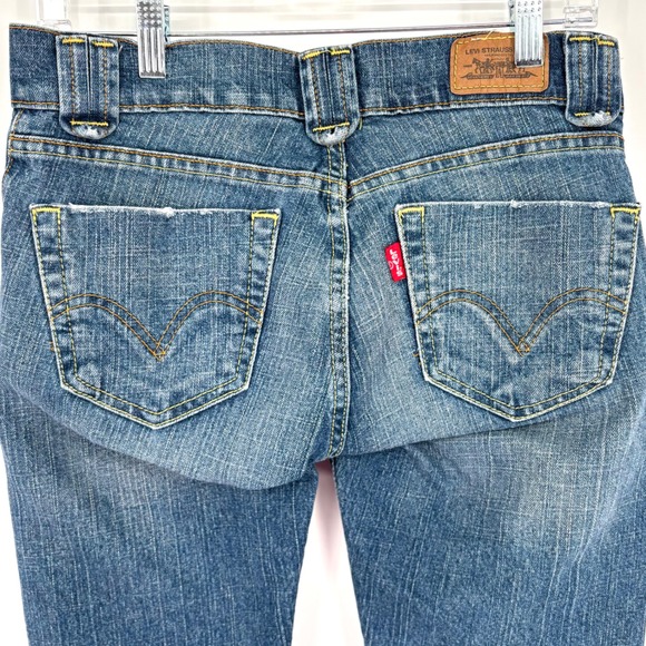 Vintage 00s Levi's 504 Slouch Flare Jeans Sz 5 Y2K Low Rise Stretch Embellished - Picture 9 of 14